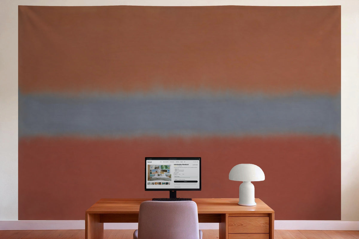 Tenture murale XXL Champs de couleur abstraits en terre cuite en déco murale dans le bureau derrière la table de travail