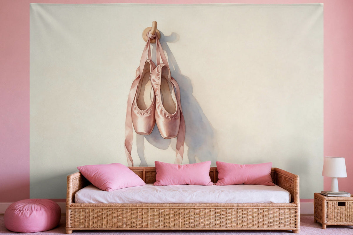 Tenture murale XXL Chaussons de ballet roses en déco murale dans une chambre de fille