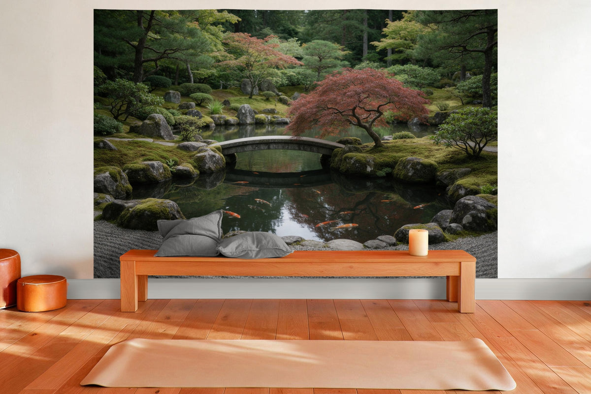 Tenture murale XXL Jardin zen japonais en déco murale dans une salle de yoga