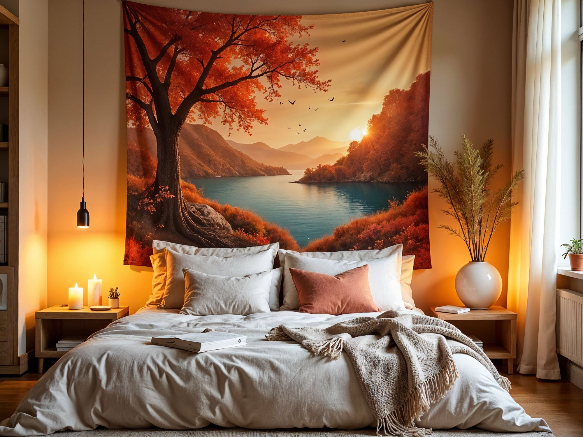 Schlafzimmer Wandtuch Dekoration Beispiel