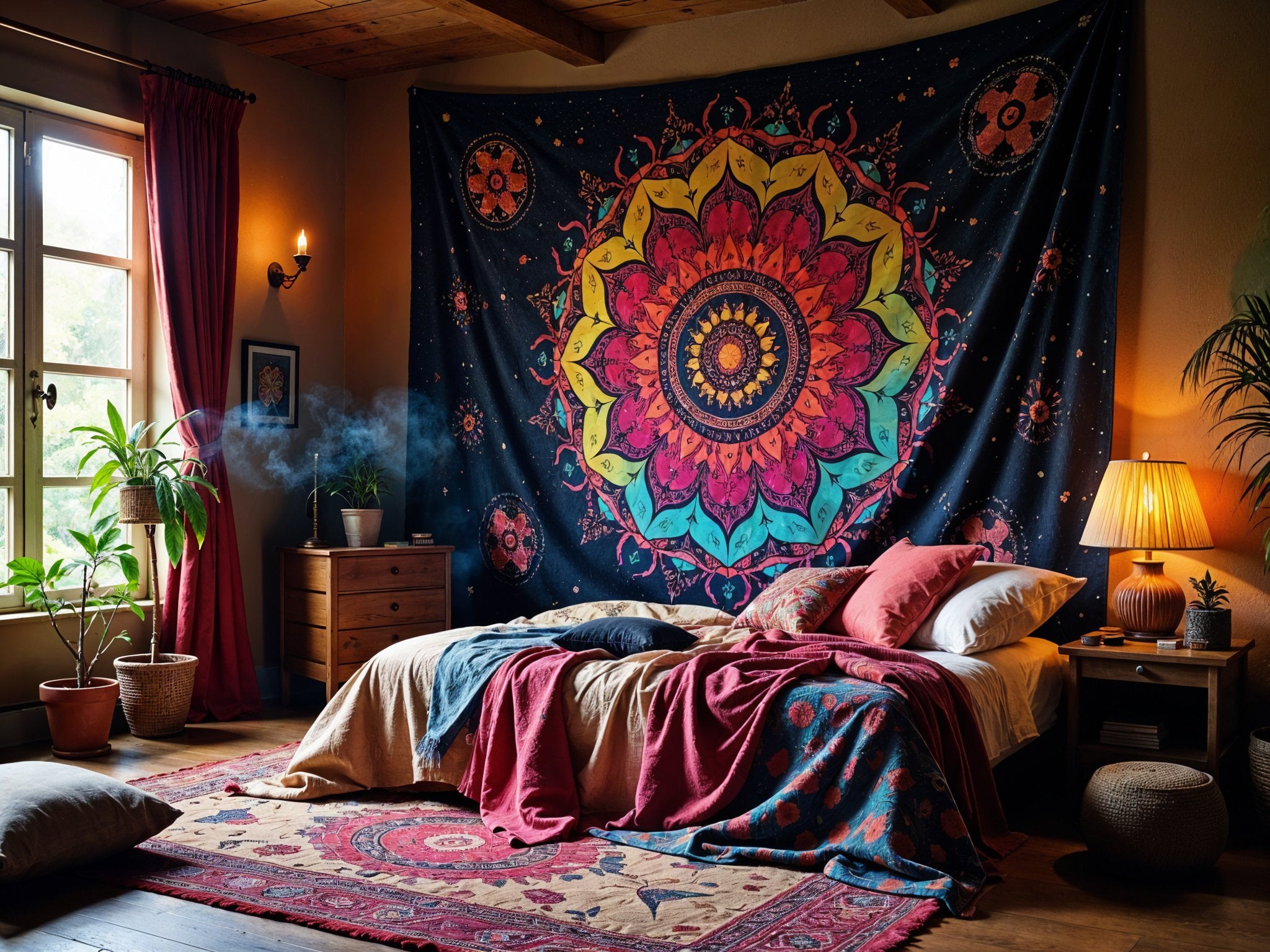 Trippy Mandala Stoff Wandtuch