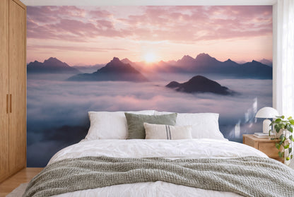 Nebelmeer mit Sonne am Grat Wandtuch XXL