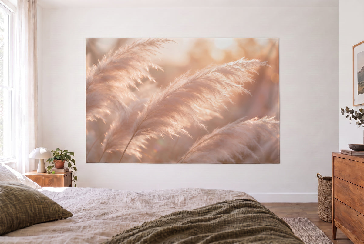 Pampasgras im goldenen Sonnenlicht Wandtuch Lifestyle