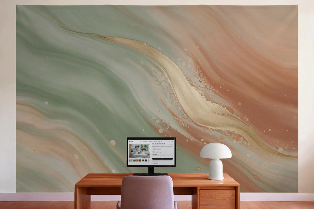 Tenture murale XXL Vagues de couleurs abstraites en déco murale dans le bureau derrière la table de travail