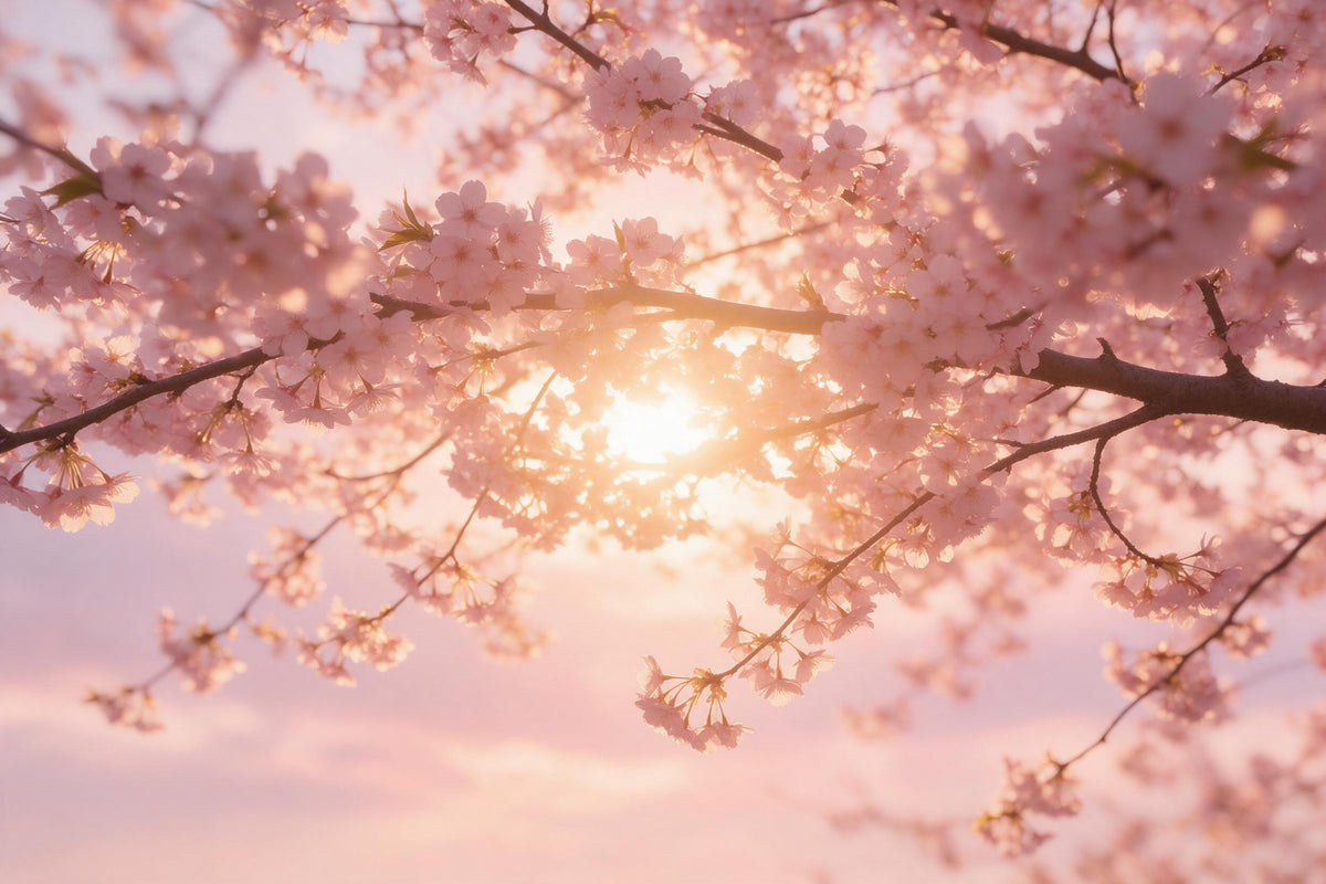 Kirschblüten im Morgenlicht Wandtuch Motiv