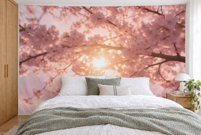 Kirschblüten im Morgenlicht Wandtuch XXL