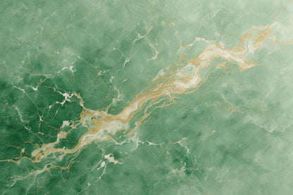 Mármol verde con vetas doradas y blancas en diagonal, tapiz impreso en tela – verde y dorado