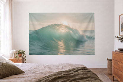 Ozeanwelle im Gegenlicht Wandtuch Lifestyle