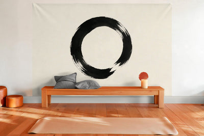 Wandtuch XXL Zen-Kreis Enso als Wanddeko im Yogaraum
